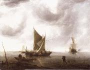 REMBRANDT Harmenszoon van Rijn Ships at Anchor on a Calm Sea Germany oil painting artist